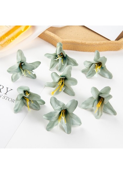 Açık Yeşil 10 Parça 50PC 8cm Scrapbooking Için Yapay Çiçekler Ipek Zambak Dıy Hediyeler Şeker Kutusu Düğün Bahçe Gül Kemer Ev Dekor Noel Çelenk (Yurt Dışından)