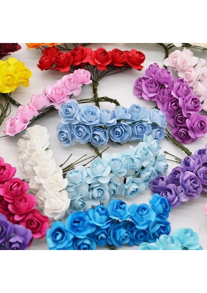 F20 72 Adet 72-144 Adet 2 cm Mini Gül Çiçek Kağıt Yapay Çiçekler Kafa Düğün Buket Scrapbooking Hediye Kutusu Gül Çelenk Parti Süslemeleri (Yurt Dışından)