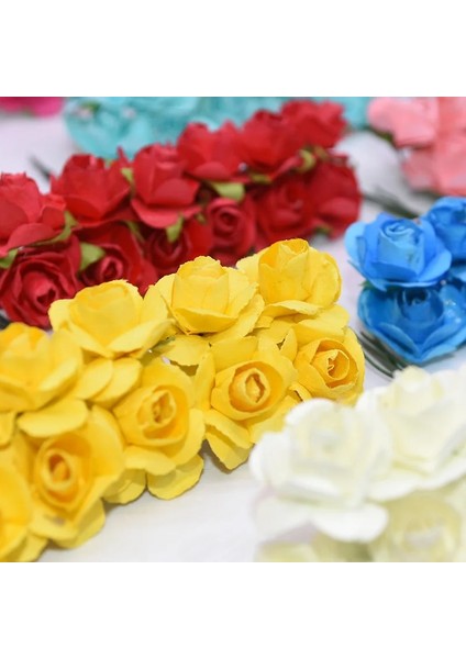 F20 72 Adet 72-144 Adet 2 cm Mini Gül Çiçek Kağıt Yapay Çiçekler Kafa Düğün Buket Scrapbooking Hediye Kutusu Gül Çelenk Parti Süslemeleri (Yurt Dışından)