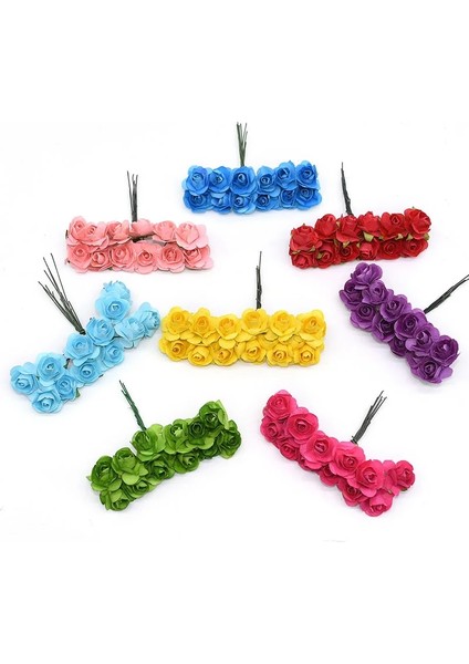 F20 72 Adet 72-144 Adet 2 cm Mini Gül Çiçek Kağıt Yapay Çiçekler Kafa Düğün Buket Scrapbooking Hediye Kutusu Gül Çelenk Parti Süslemeleri (Yurt Dışından)