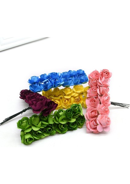 F20 72 Adet 72-144 Adet 2 cm Mini Gül Çiçek Kağıt Yapay Çiçekler Kafa Düğün Buket Scrapbooking Hediye Kutusu Gül Çelenk Parti Süslemeleri (Yurt Dışından)