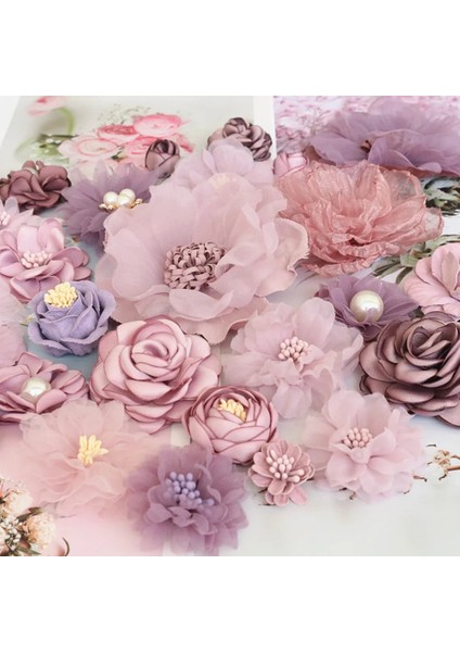 16 10 Adet Mor Serisi Saten Şifon Kumaş Yapay Çiçekler Düğün Elbisesi Giyim Şapka Dekorasyon Headdress Kafa Bandı Çiçek (Yurt Dışından) fırsatları