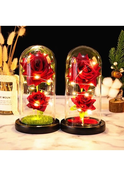 D-7 2022 LED Büyülü Galaxy Gül Ebedi 24K Altın Folyo Çiçek Noel Sevgililer Günü Hediyesi Için Kubbede Peri Dize Işıkları ile (Yurt Dışından)