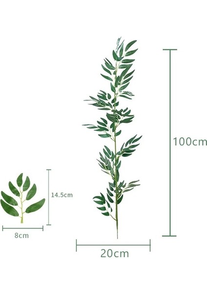 A04653-1PC 1m Yapay Bambu Yaprakları Çiçek Aranjmanı Yapay Bahar Bitki Uzun Çubuk Okaliptüs Yaprakları (Yurt Dışından)