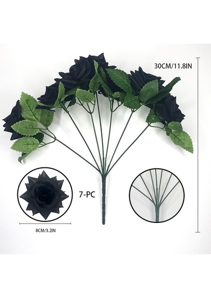 Stil 3 7 Kafaları Yapay Çiçekler Ipek Boynuz Gül Siyah Süslemeleri Için Sahte Çiçek Düğün Masa Odası Parti Dıy Şakayık Büyük Buket Dekor (Yurt Dışından) modelleri