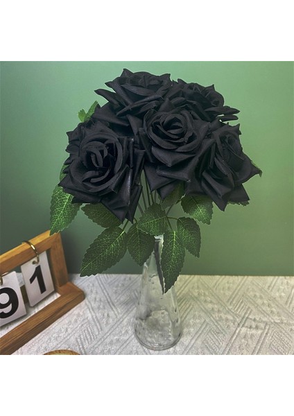 Stil 3 7 Kafaları Yapay Çiçekler Ipek Boynuz Gül Siyah Süslemeleri Için Sahte Çiçek Düğün Masa Odası Parti Dıy Şakayık Büyük Buket Dekor (Yurt Dışından) indirimleri