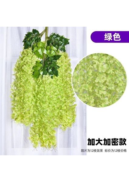 Yeşil 12 Adet Wisteria Yapay Çiçekler Asılı Çelenk Asma Rattan Sahte Çiçek Dize Ipek Çiçekler Ev Bahçe Düğün Dekorasyon Için (Yurt Dışından)