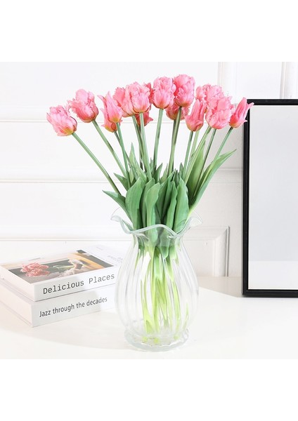 B Tipi Beyaz 40CM 5 Adet Papağan Lale Yapay Çiçek Silikon Gerçek Dokunmatik Buket 45CM Lüks Ev Dekoratif Oturma Odası Deco Flores Sahte Bitki (Yurt Dışından) fiyatları