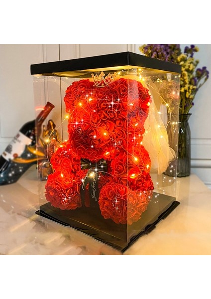 25 Cm-Lacivert Düğün Dekorasyon Gül Ayı Yapay Çiçek Kutusu ve Işık Gül Teddy Bear Kadınlar Için Sevgililer Kız Arkadaşı Doğum Günü Hediyeleri (Yurt Dışından) fiyatları