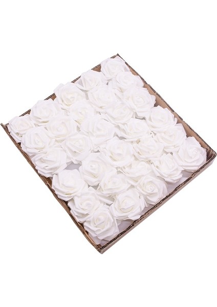 Beyaz 25 Adet 8 cm Yapay Çiçekler Güller 25/30/20/10 Adet Gerçek Sahte Güller Düğün Için Kök ile Dıy Buketleri Ev Yapay Çiçek Dekorasyon (Yurt Dışından)