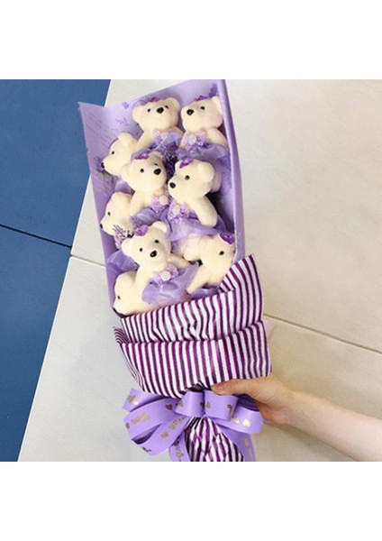 Koyu Mor 10 Adet Sevgililer Günü Ayı Çiçek Buketi Karikatür Peluş Bebek Teddy Bear Buketleri Mezuniyet Doğum Günü Düğün Hediyeleri Parti Dekoru (Yurt Dışından) modelleri