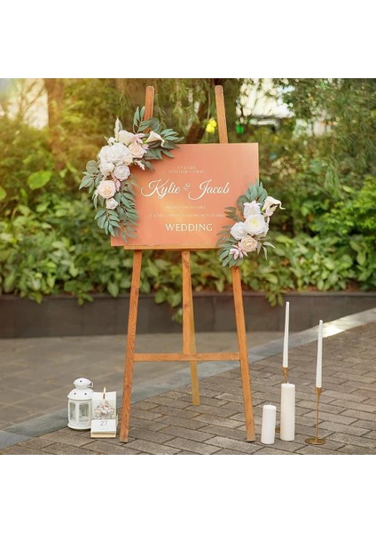 Pembe Yannew Yapay Düğün Kemer Çiçek Seti Boho Tozlu Gül Mavi Okaliptüs Garland Perdeler Düğün Süslemeleri Için Hoş Geldin Yazısı (Yurt Dışından)