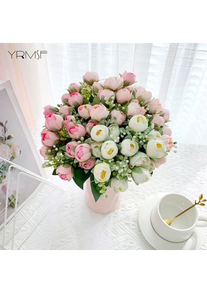 White-3 Yrmsf Yapay Çiçekler 12 Kafa Pembe Ipek Şakayık Yapay Sahte Çiçek Dıy Düğün Parti Için Gelin Ev Bitki Dekorasyon Çiçek (Yurt Dışından)