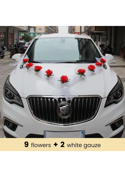 B Beyaz Gül Yapay Çiçek Düğün Gelin Tül Araba Süslemeleri Için Kapı Kolu Kurdeleler Ipek Festivali Ziyafet Hediye Ev Dekor (Yurt Dışından)