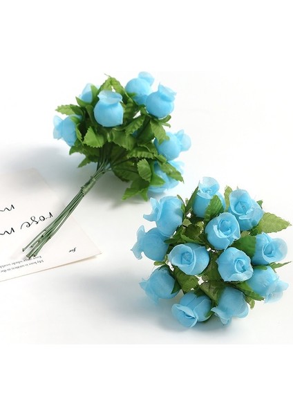 Gök Mavisi 12 Adet/grup Ipek Gül Yapay Çiçekler Buket Ev Dekor Için Sahte Çiçekler Noel Partisi Düğün Dekorasyon Çelenk Aksesuarları (Yurt Dışından)