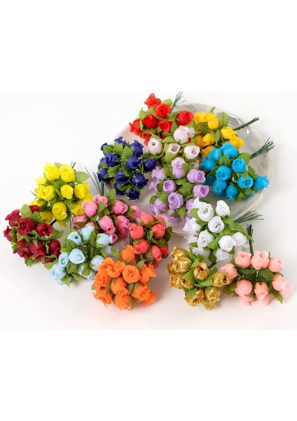 Gök Mavisi 12 Adet/grup Ipek Gül Yapay Çiçekler Buket Ev Dekor Için Sahte Çiçekler Noel Partisi Düğün Dekorasyon Çelenk Aksesuarları (Yurt Dışından) indirimleri