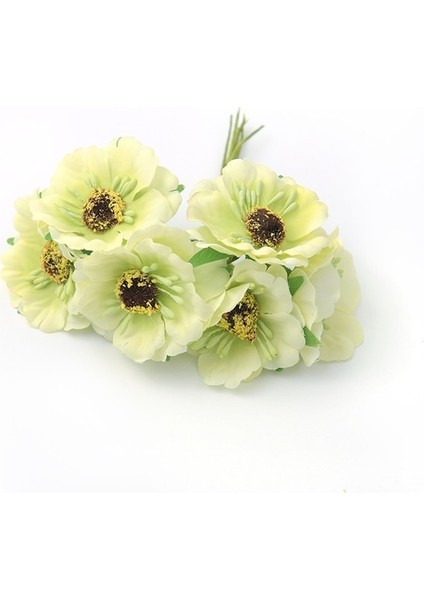 Çim Yeşil 1 Demet/6 Adet 4cm Mini Haşhaş Buketi Ipek Yapay Çiçek Düğün Iyilik Kutusu Gül Sahte Çiçekler Dıy Scrapbooking Için (Yurt Dışından)
