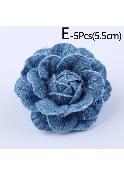 E 5 Adet/grup Mavi Denim Kumaş Çiçek Elbise Şapka Elbise Dekorasyon Çiçek El Yapımı Headdress Zanaat Dıy Saç Aksesuarları Malzemeleri (Yurt Dışından)