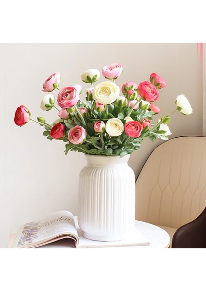 Yeni Açık Pembe Yapay Ranunculus Çiçekler Gerçek Dokunmatik Kök ile Sahte Şakayık Düğün Dekorasyon Ev Simülasyon Yapay Çiçekler (Yurt Dışından)
