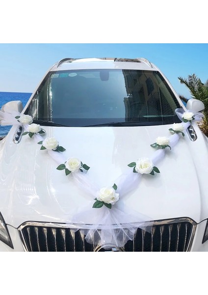 E Beyaz Gül Yapay Çiçek Düğün Gelin Tül Araba Süslemeleri Için Kapı Kolu Kurdeleler Ipek Festivali Ziyafet Hediye Ev Dekor (Yurt Dışından) fiyatları