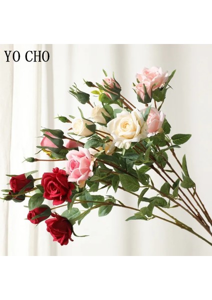 Süt Beyaz Yo Cho Yapay Ipek Gül Çiçekler Yüksek Kaliteli Sahte Çiçekler Uzun Şube 5 Kafaları Düğün Flores Sevgililer Günü Ev Dekorasyon (Yurt Dışından) fiyatları