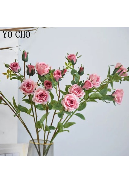Süt Beyaz Yo Cho Yapay Ipek Gül Çiçekler Yüksek Kaliteli Sahte Çiçekler Uzun Şube 5 Kafaları Düğün Flores Sevgililer Günü Ev Dekorasyon (Yurt Dışından) fırsatları
