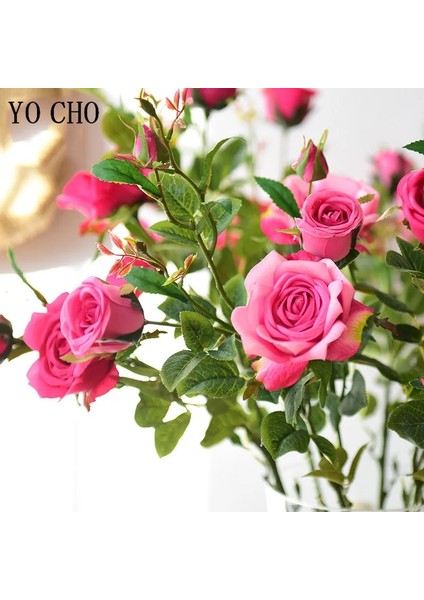 Süt Beyaz Yo Cho Yapay Ipek Gül Çiçekler Yüksek Kaliteli Sahte Çiçekler Uzun Şube 5 Kafaları Düğün Flores Sevgililer Günü Ev Dekorasyon (Yurt Dışından) indirimleri