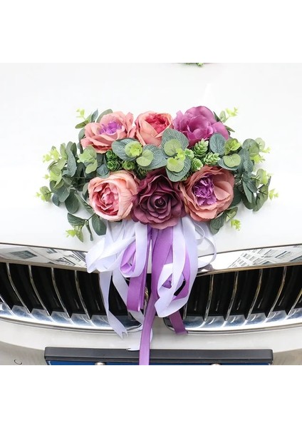 17 1 Takım Yapay Çiçek Düğün Araba Dekor Seti Romantik Ipek Sahte Gül Şakayık Çiçek Sevgililer Günü Hediyesi Parti Festivali Malzemeleri (Yurt Dışından)