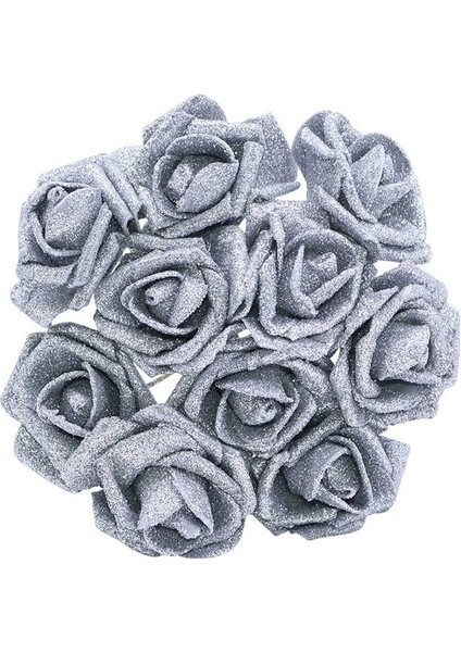 Gümüş 20 Adet 6 cm 20/10/5 Adet Yeni Glitter Köpük Gül Yapay Çiçek Düğün Gelin Buketi Dekorasyon Ev Dekoratif Sahte Çiçek Buketi (Yurt Dışından)