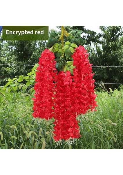 Kırmızı 12 Adet Wisteria Yapay Çiçek Asılı Çelenk Rattan Yapay Çiçek Dize Kemer Düğün Ev Dekorasyon Bahçe Dekorasyon (Yurt Dışından)