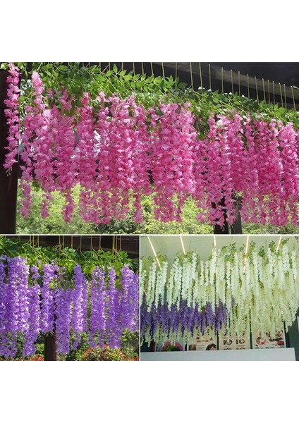 Kırmızı 12 Adet Wisteria Yapay Çiçek Asılı Çelenk Rattan Yapay Çiçek Dize Kemer Düğün Ev Dekorasyon Bahçe Dekorasyon (Yurt Dışından)