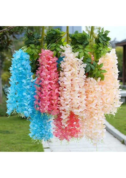 Kırmızı 12 Adet Wisteria Yapay Çiçek Asılı Çelenk Rattan Yapay Çiçek Dize Kemer Düğün Ev Dekorasyon Bahçe Dekorasyon (Yurt Dışından)