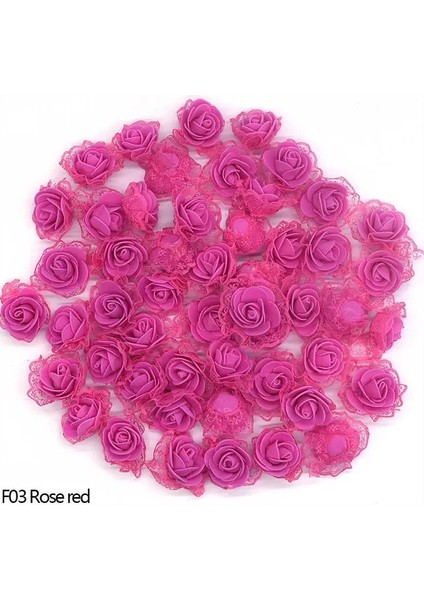 F03-ROSE Kırmızı 20 Adet 50 Adet Yapay Köpük Dantel Gül Kafaları 3.5 cm Çiçek Dıy Çelenk Ev Düğün Dekorasyon Scrapbooking Çiçekler Sahte Çiçek Kafa (Yurt Dışından)