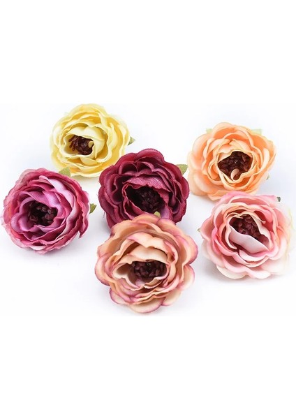 Şampanya 5 Parça 4 cm Ipek Şakayık Kafaları Duvar Sahte Güller Bitkiler Noel Düğün Ev Dekor Diy Hediye Şeker Kutusu Dekorasyon Için Yapay Çiçekler (Yurt Dışından)