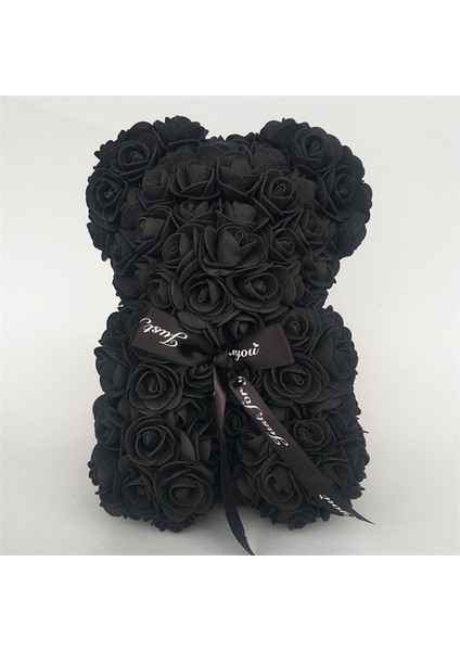 Siyah 25 cm Gül Ayı Yapay Çiçekler Ayı ile Noel Sevgililer Günü Hediyesi Doğum Günü Hediyesi Düğün Parti Için (Yurt Dışından)