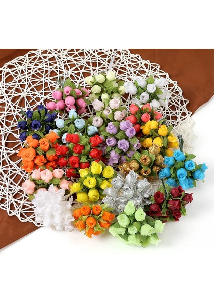 Turuncu 144 Adet 12 Adet/grup Mini Yapay Gül Çiçek Buketi Ipek Sahte Çiçekler Ev Dekor Düğün Dekorasyon Zanaat Çelenk Hediye Aksesuarları (Yurt Dışından) fırsatları