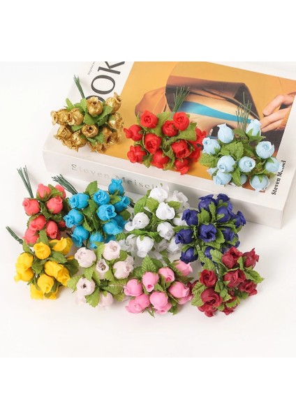 Turuncu 144 Adet 12 Adet/grup Mini Yapay Gül Çiçek Buketi Ipek Sahte Çiçekler Ev Dekor Düğün Dekorasyon Zanaat Çelenk Hediye Aksesuarları (Yurt Dışından) indirimleri
