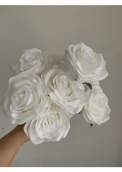 Stil 1 9 Kafa Gül Buketi Yapay Çiçek Düğün Gül Dekor Sahne Ekran Çiçek Hediye Pembe Beyaz Kamelya (Yurt Dışından)