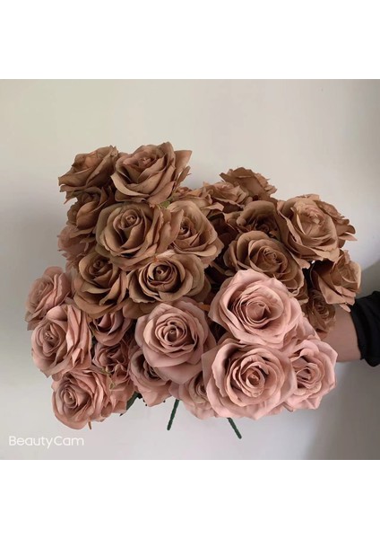 Stil 1 9 Kafa Gül Buketi Yapay Çiçek Düğün Gül Dekor Sahne Ekran Çiçek Hediye Pembe Beyaz Kamelya (Yurt Dışından) fırsatları