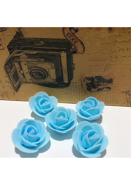 Köpük Gül Açık Mavi 25 Adet 25-250 Adet Yapay Gül Kafaları Köpük 3.5 cm Yapay Çiçekler Gül Ayı Sevgililer Hediye Için Düğün Çiçek Süslemeleri (Yurt Dışından)