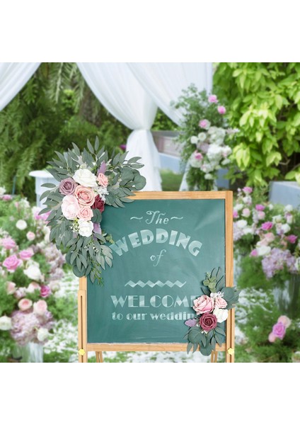 Şampanya Pembesi Büyük 2 Adet Yapay Çiçek Swag Çiçek Swag Çelenk Düğün Kemer Çiçek Kiti Işareti Için Rustik Yapay Çiçek Swag Arch Dekor (Yurt Dışından) indirimleri