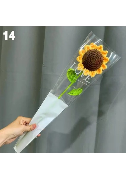Ayçiçeği El Örgü Saksı Bitkileri El Dokuması Gül Ayçiçeği Lale Tığ Çiçek Oto Iç Aksesuarları Araba Dekorasyon Süs (Yurt Dışından)
