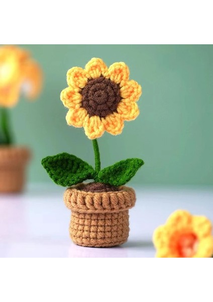 Ayçiçeği El Örgü Saksı Bitkileri El Dokuması Gül Ayçiçeği Lale Tığ Çiçek Oto Iç Aksesuarları Araba Dekorasyon Süs (Yurt Dışından) fiyatları