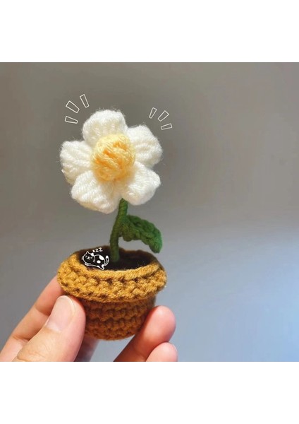 Ayçiçeği El Örgü Saksı Bitkileri El Dokuması Gül Ayçiçeği Lale Tığ Çiçek Oto Iç Aksesuarları Araba Dekorasyon Süs (Yurt Dışından) modelleri