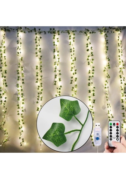12 Adet Işıksız 12 Adet Yapay Bitkiler Balkon Süslemeleri Liana LED Yaprak Çelenk Ipek Rattan Yaprak Asma Odası Dekor Ev Oturma Dış Teras (Yurt Dışından)