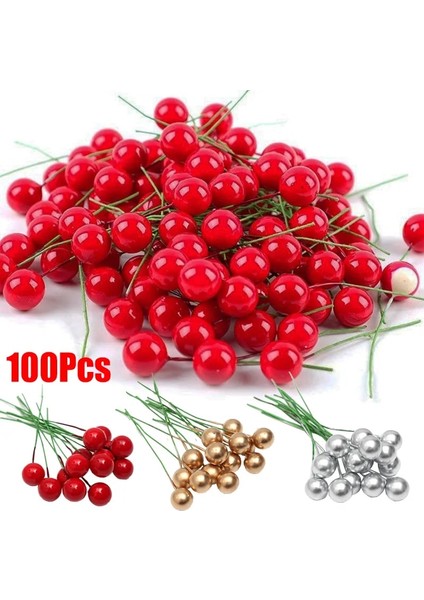 Altın 100 Adet Noel Dekorasyon Yapay Berry Kırmızı Altın Kiraz Ercik Mini Sahte Meyveler Çiçekler Inci Boncuk Dıy Noel Partisi Zanaat Için (Yurt Dışından) fiyatları