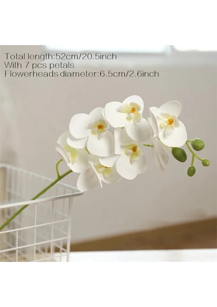 Beyaz Orkide 52 cm Büyük 3D 11/7 Kafaları Pvc Yapay Çiçek Orkide Phalaenopsis Saksı Bitkileri Peyzaj Düğün Çiçek Aranjmanı Ev Dekor (Yurt Dışından)
