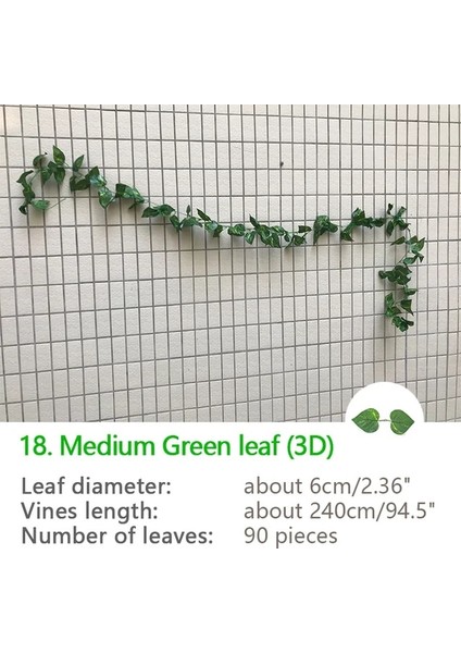 D18 240 cm Yeşil Ipek Yapay Asılı Sarmaşık Yaprağı Çelenk Bitkiler Asma Üzüm Yaprakları 1 Adet Ev Banyo Dekorasyon Bahçe Partisi Dekoru (Yurt Dışından)