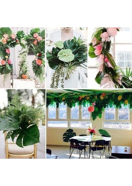5 Adet-S Yapay Tropikal Monstera Palmiye Yaprakları Düğün Için Hawaii Parti Luau Yaz Plaj Doğum Günü Dekorasyon Ev Bahçe Sahte Bitki (Yurt Dışından) indirimleri
