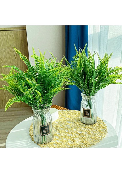 G Yapay Bitki Yeşil Farsça Eğreltiotu Yaprakları Odası Dekor Sahte Bitki Plastik Yaprak Çim Ev Düğün Parti Masa Balkon Dekorasyon (Yurt Dışından) fırsatları